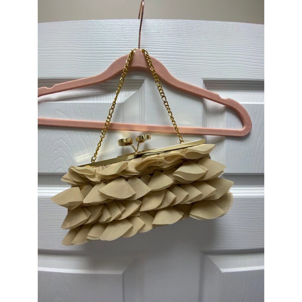 Menbur Gold Ruffle Clutch Evening Bag​